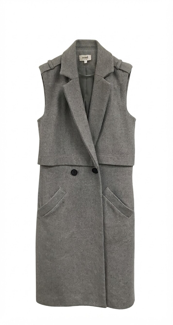 Seed Heritage Grey Wool Blend Sleeveless Vest